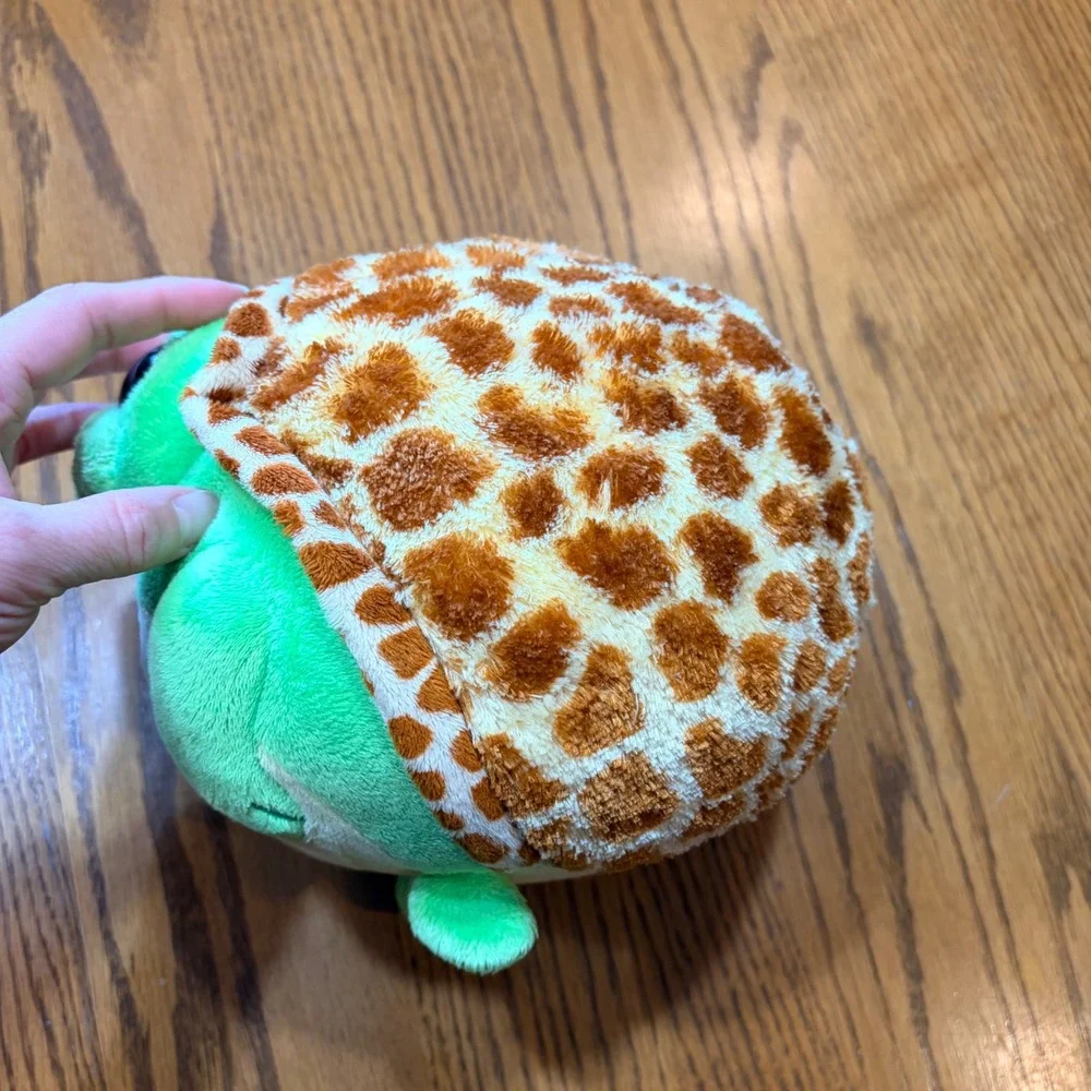 Ty Zoom Turtle Plush Beanie‎ Ballz Green Giraffe Print Shell Glitter Eyes 2013